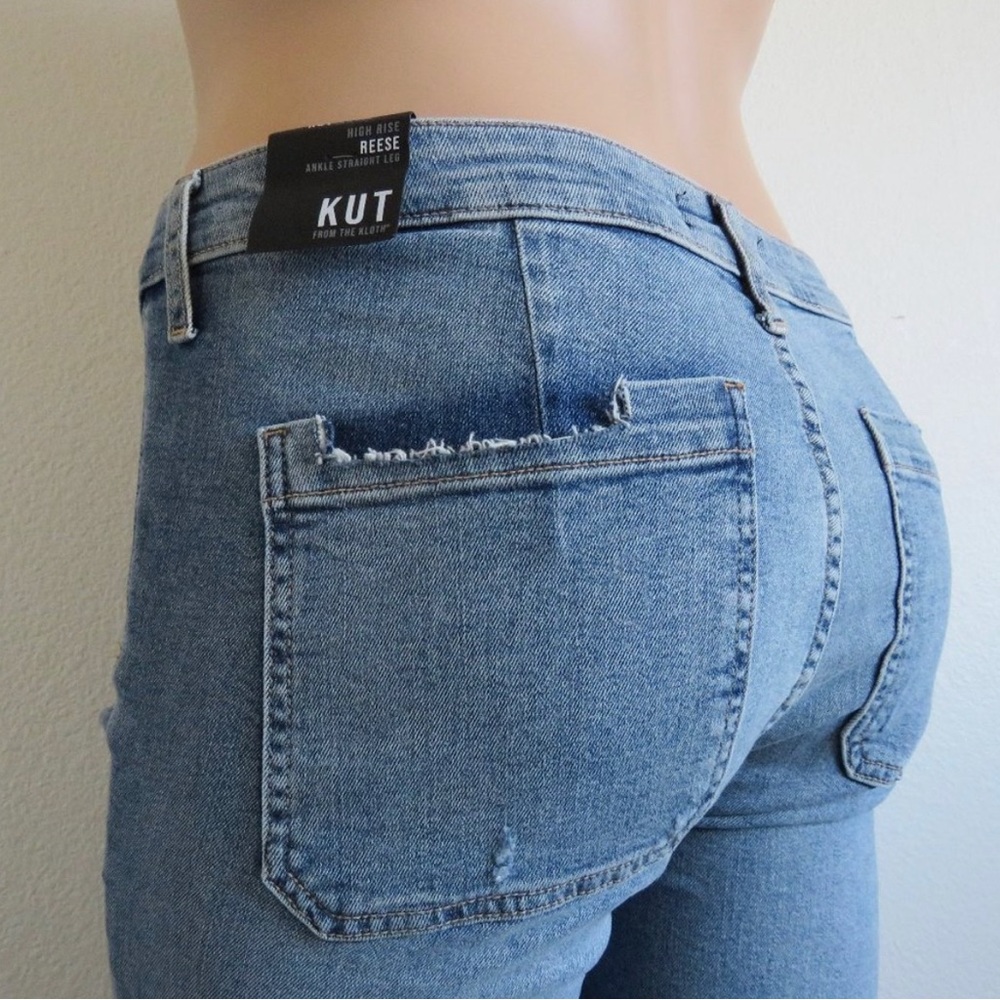KUT from the KLOTH Jeans Women's DISTRESSED Reese Straight Leg Plus Size 18